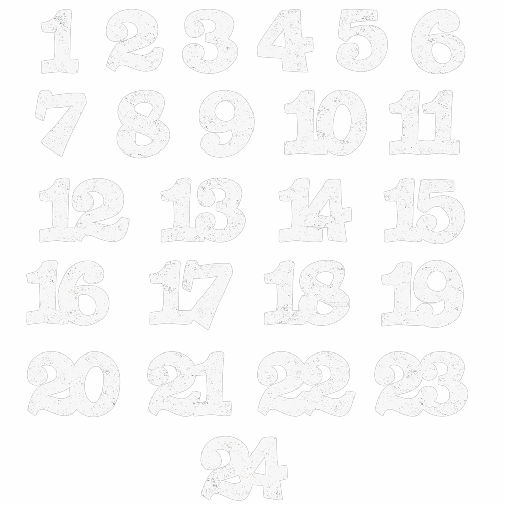 24 szt. Numery samoprzylepne 1-24 - białe