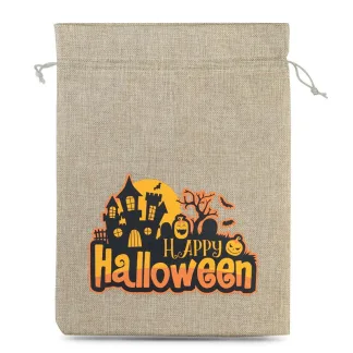 1 szt. Woreczek Halloween (nr 1) jutowy, 30 x 40 cm - naturalny