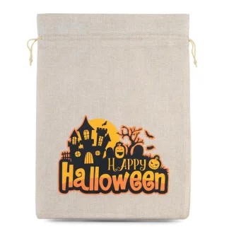 1 szt. Woreczek Halloween (nr 1) jutowy 30 x 40 cm - naturalny jasny