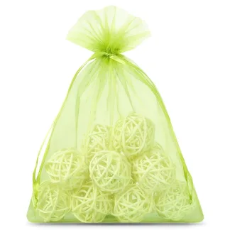 5 szt. Woreczki z organzy 26 x 35 cm - zielone