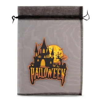 1 szt. Worek Halloween (nr 2) z organzy 30 x 40 cm - czarny