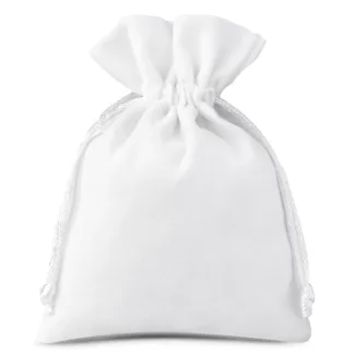 Białe woreczki welurowe 6 x 8 cm - zestaw 10 sztuk