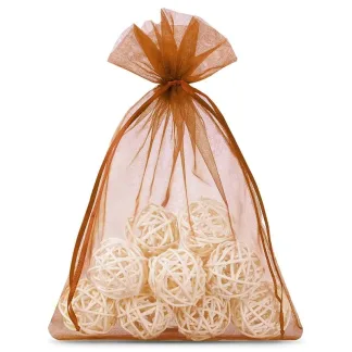 10 szt. Woreczki z organzy 15 x 20 cm - brązowe