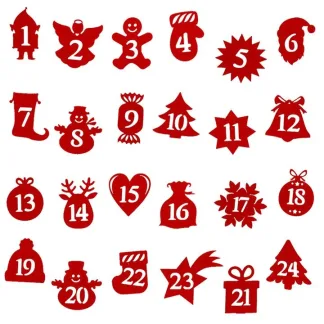 24 szt. Numery samoprzylepne 1-24 - czerwone MIX
