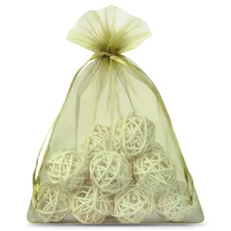 25 szt. Woreczki z organzy 12 x 15 cm - oliwkowe