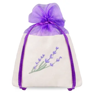 Woreczki bawełniano-organzowe 10x13 cm - 5 szt - lawendowa elegancja z haftem