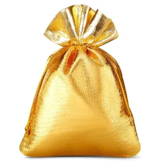 10 x złote metaliczne woreczki 8 x 10 cm - dekoracyjne woreczki do pakowania
