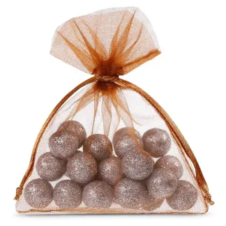 25 szt. Woreczki z organzy 10 x 13 cm - brązowe