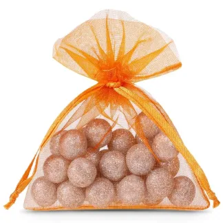 25 szt. Woreczki z organzy 10 x 13 cm - pomarańczowe