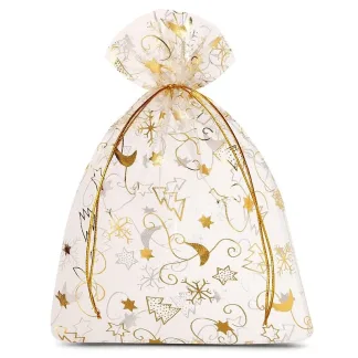 10 szt. Woreczki z organzy 12 x 15 cm - Boże Narodzenie / 8