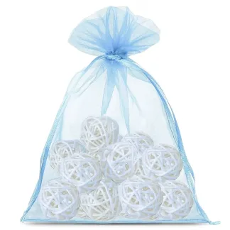 25 szt. Woreczki z organzy 12 x 15 cm - błękitne