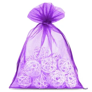 25 szt. Woreczki z organzy 12 x 15 cm - fioletowe ciemne