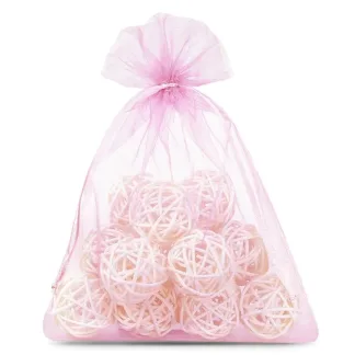 25 szt. Woreczki z organzy 12 x 15 cm - różowe jasne