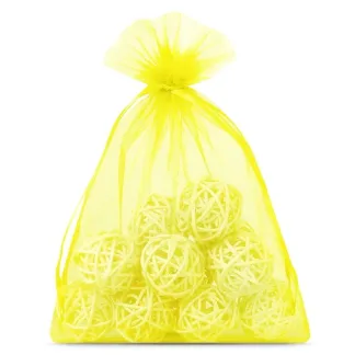 25 x Woreczki z organzy 12 x 15 cm żółte - lekkie i efektowne opakowanie