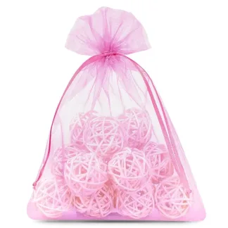 10 szt. Woreczki z organzy 15 x 20 cm - różowe