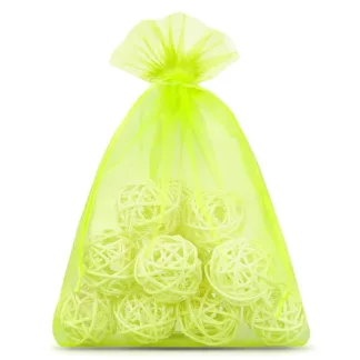 10 szt. Woreczki z organzy 15 x 20 cm - zielone neonowe