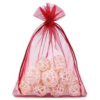 5 szt. Worki z organzy 26 x 35 cm - bordowe