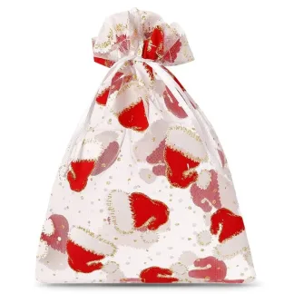 Świąteczne worki z organzy białe 26 x 35 cm - 5 szt - eleganckie opakowanie upominki
