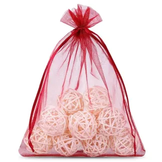 5 x Worki z organzy 40 x 55 cm bordowe - profesjonalne pakowanie prezentów i produktów premium