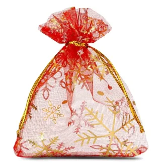 10 szt. Woreczki z organzy 9 x 12 cm - Boże Narodzenie